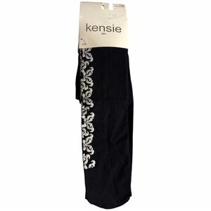 Kensie women's Geometric & Floral  patterned tights Black & Silver Nylon Large